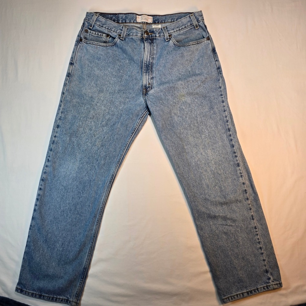 Levi Strauss Signature Mens Relaxed‎ Fit Jeans Light Wash Blue Denim 38x30